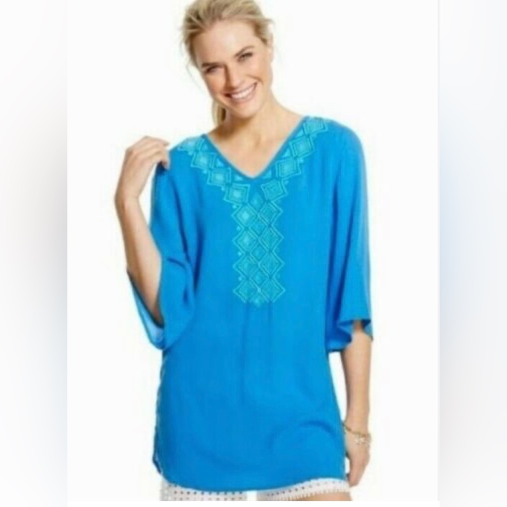 Lilly Pulitzer for Target Gauze Embroidered Tunic Top Size X-Small